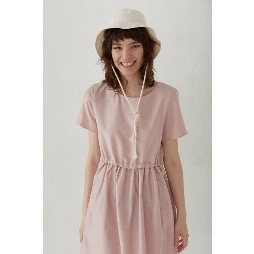 Жемчужно-розовое платье с кулиской уста К устам укороченное XXL(52)