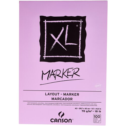 Альбом для маркеров Canson XL Marker 42 х 29.7 см (A3), 70 г/м², 100 л. A3 42 см 29.7 см 70 г/м²