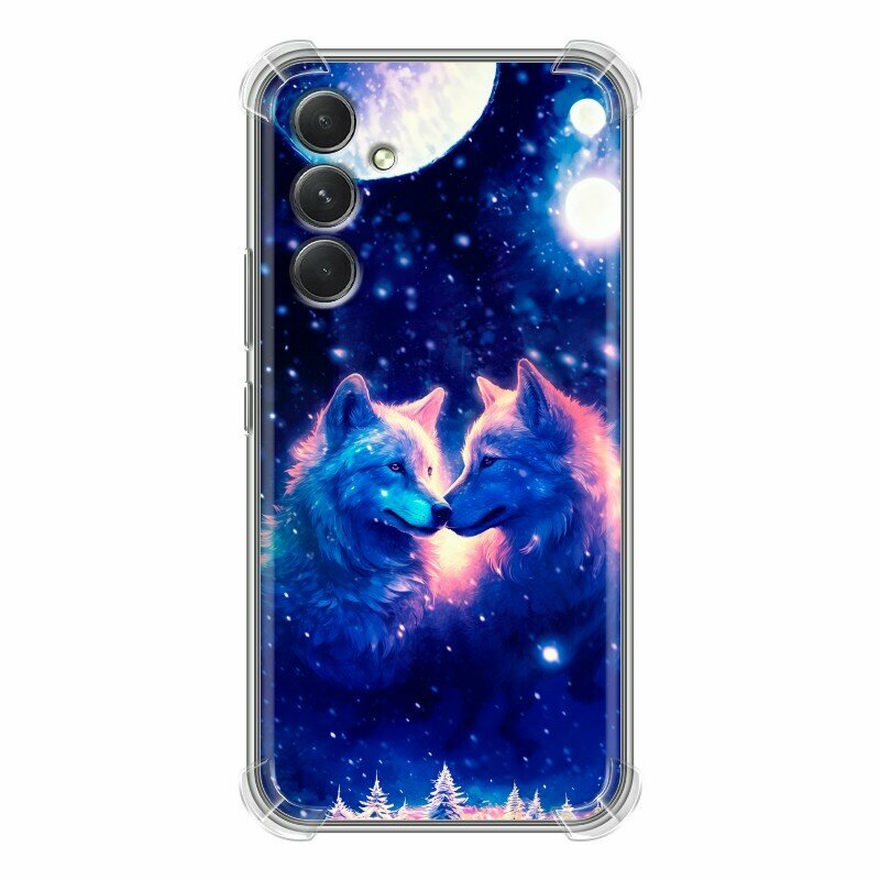 Дизайнерский силиконовый с усиленными углами чехол для Гэлакси А54 5Ж / Samsung Galaxy A54 5G Волк и волчица
