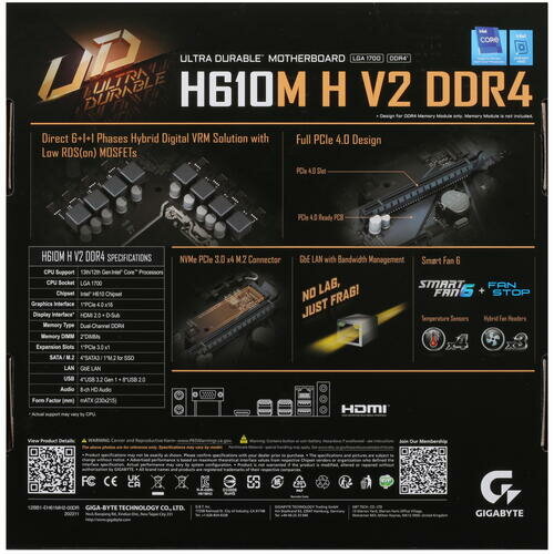 Материнская плата Gigabyte H610M H V2 DDR4, Soc-1700, Intel H610, mATX - фото №10