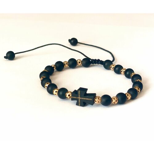 фото Плетеный браслет, дерево, 1 шт., диаметр 7 см, черный апостолу