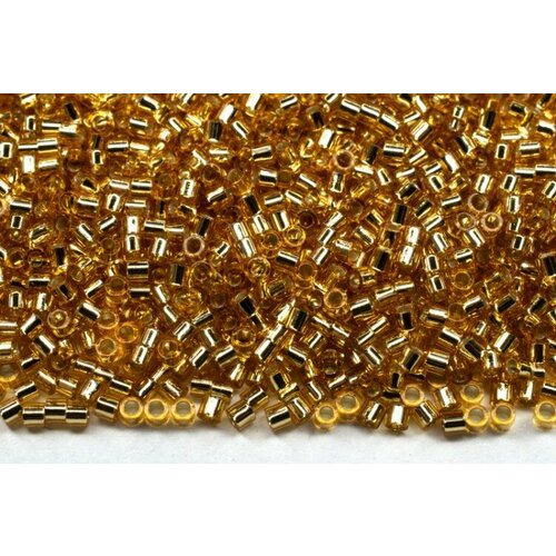 Бисер японский MIYUKI Delica цилиндр 15/0 DBS-0042 золото, серебряная линия внутри, 5 грамм