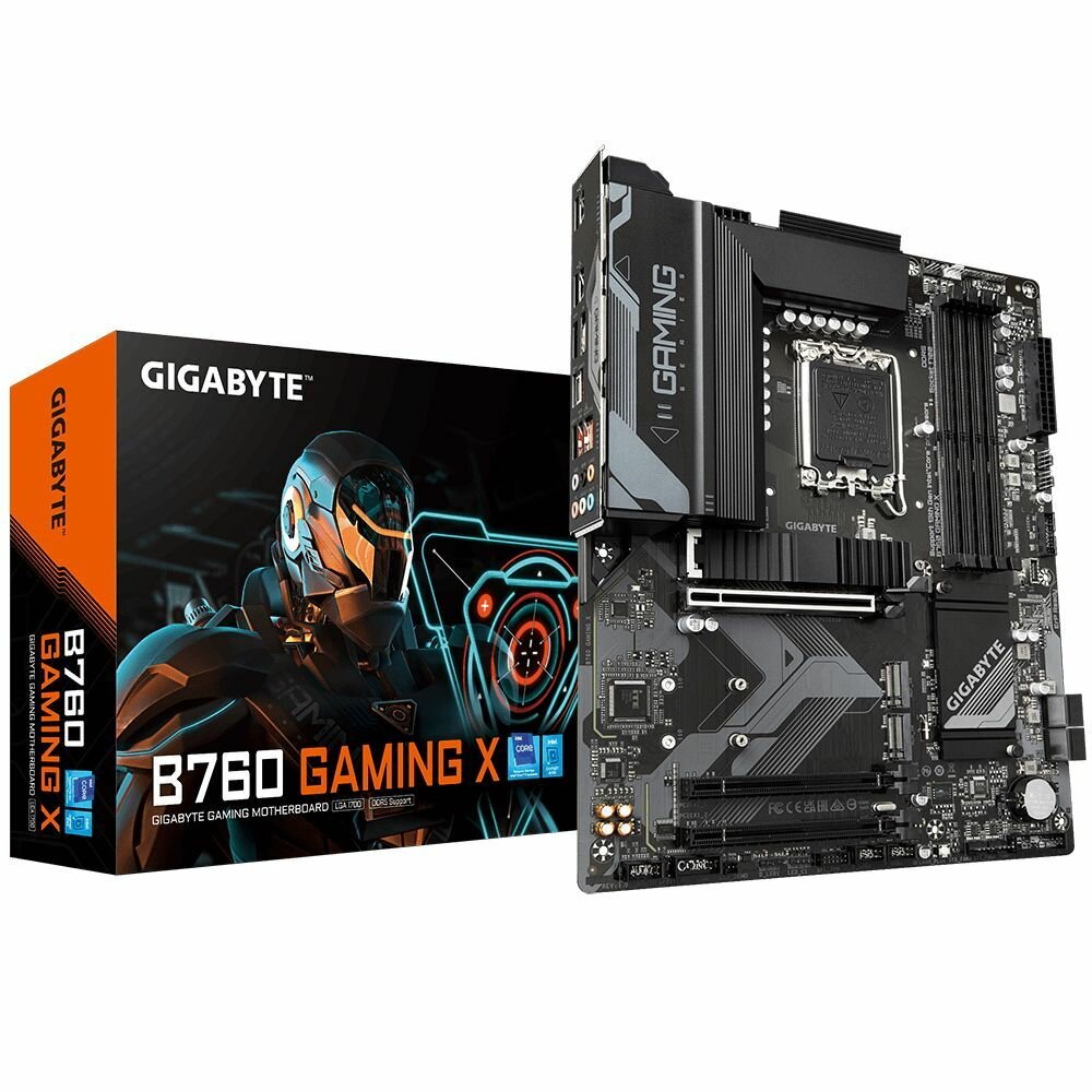 Материнская плата Gigabyte B760 GAMING X, Socket 1700, IntelB760, 4xDDR5-4800, ATX, RTL