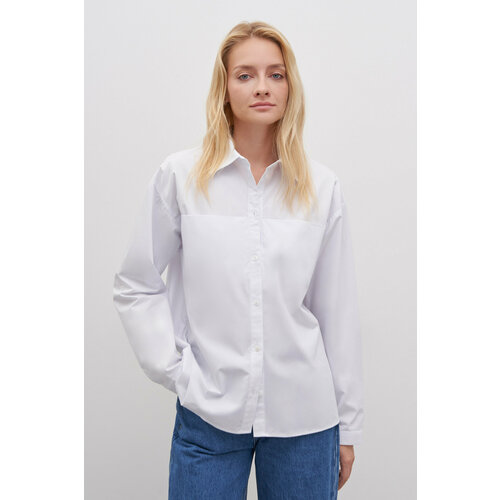 Блуза  FiNN FLARE, повседневный стиль, свободный силуэт, длинный рукав, манжеты, размер XL, белый