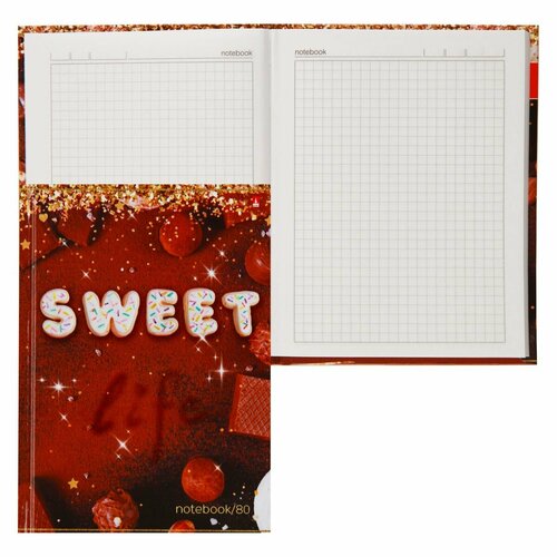 Книжка записная А6 (110*145 мм), 80 листов, клетка, книжный переплет, твердый картон 7Бц Sweet life Альт