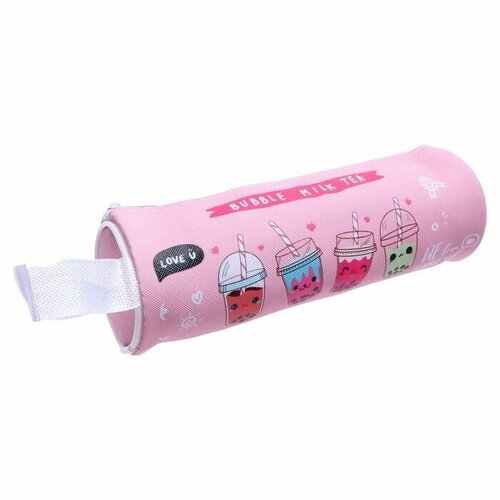 Пенал тубус школьный на молнии микс Bubble milk tea