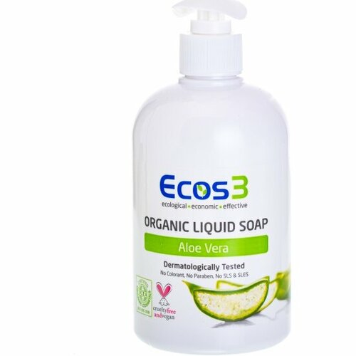 Органическое жидкое мыло ECOS3 Алоэ Вера, 500 мл косметика для мамы ecos3 органическое жидкое мыло алоэ вера 300 мл