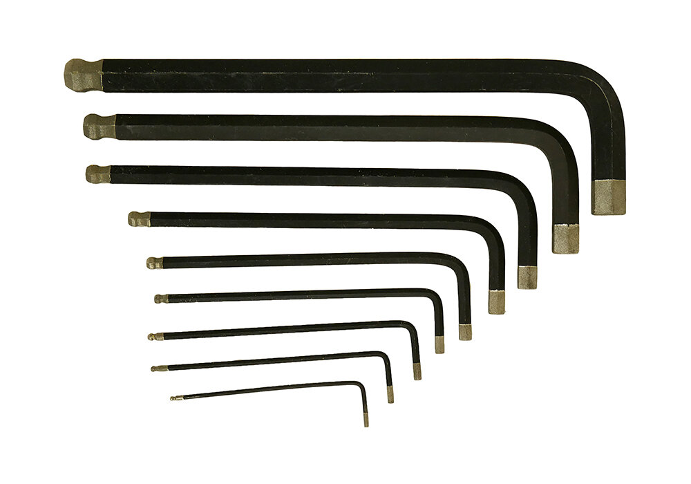 Набор шестигранных ключей с шаром, 1, 5-10 мм, 9 шт, S2, длинные, Hanskonner