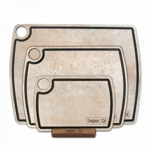 Набор из 3-х разделочных досок на подставке, в подарочной коробке, композитный материал, порфир кремовый NRD30433KL6 Fashion