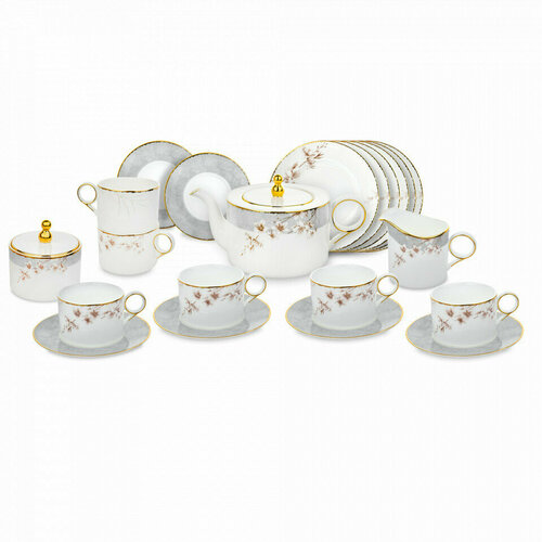 Сервиз чайный на 6 персон, 23 предмета, фарфор, декор MHCNPO30048 Аурелия