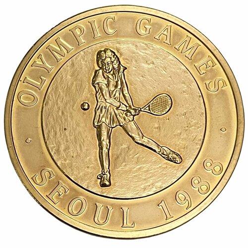каймановы острова 5 долларов 1988 г олимпийские игры в сеуле 1988 Германия, настольная медаль Олимпийские игры 1988. Тенис 1988 г.