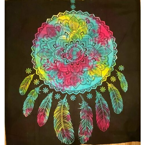 Покрывало гобелен на стену из Индии Ловец снов Хлопок Размер 210см на 240см 25 1700₽