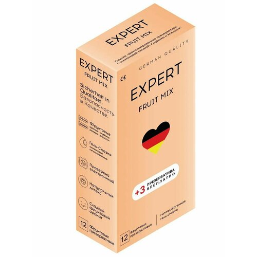 EXPERT Презервативы Fruit Mix 12 + 3 шт, фруктовые, ароматизированные