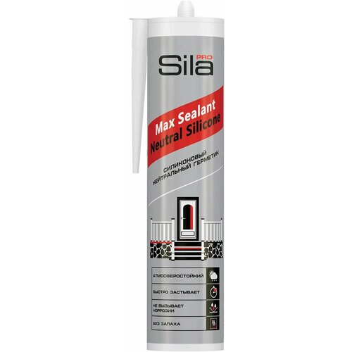 Силиконовый нейтральный герметик Sila Pro Max Sealant Neutral Silicone 290 мл белый