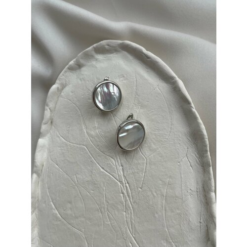 Серьги PANSY, перламутр, размер/диаметр 10 мм, белый, серебряный