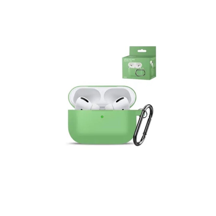 Чехол для наушников Apple AirPods Pro силиконовый с карабином, зеленый