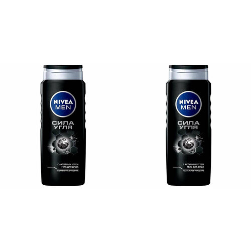 Гель для душа Nivea, Men, Сила угля, мужской, очищение без сухости кожи, 500 мл, 2 уп гель для душа сила угля nivea men 500 мл