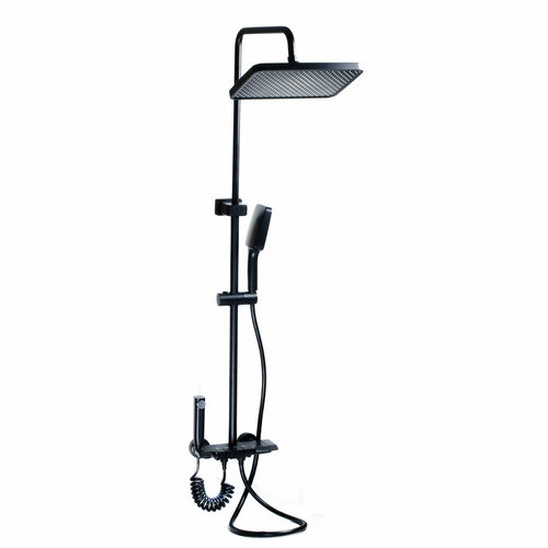 Душевая система SANTREK AQUA-1300 PRESTIGE (SAP-1300) шар. d-28 с верхним душем, смесителем, гигиен лейкой (черный)