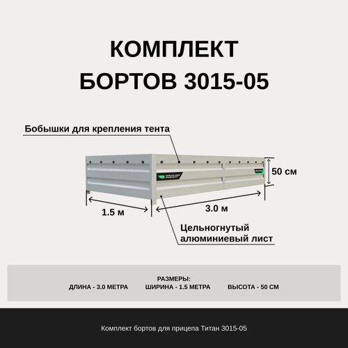 Изображение товара Комплект оцинкованных бортов 50 см. на прицеп Титан и Атлант 3015