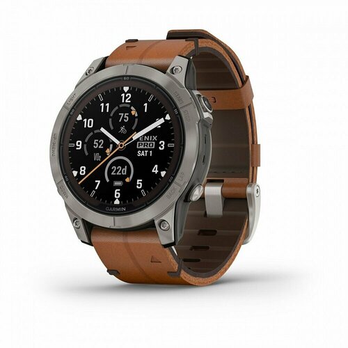 Умные часы Garmin Fenix 7 Pro Sapphire Solar Edition с коричневым кожаным коричневый 12605800₽