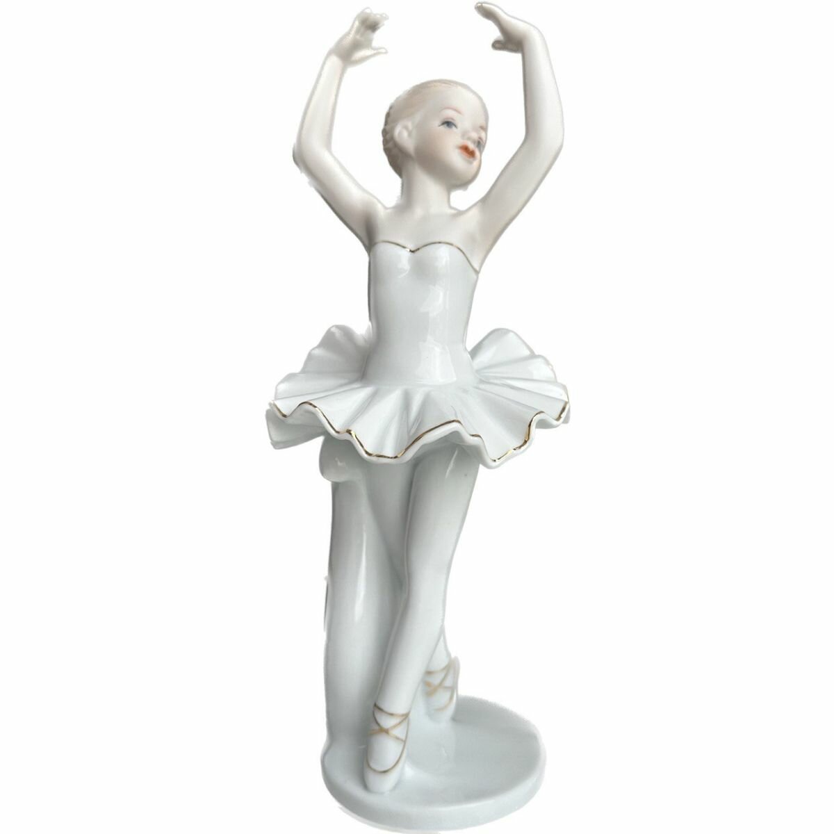 фото Статуэтка Балерина 10,5х8х15 см, китайский фарфор / Фигурка Балерина с пучком, белый фарфор