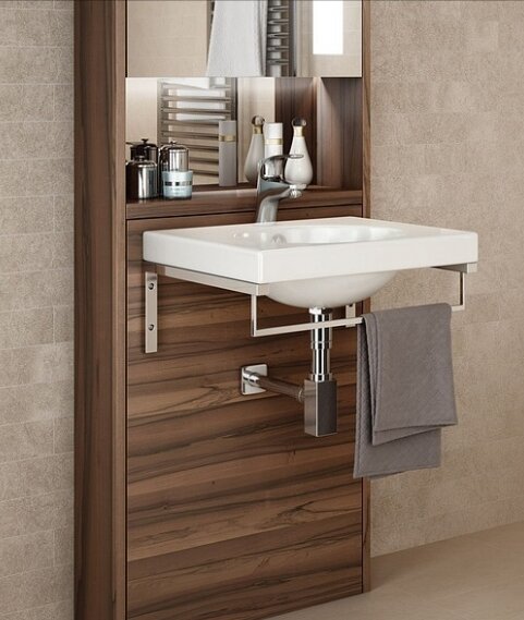 фото Кронштейн с полотенцедержателем Sanita Luxe NXT60SLWB01BR хром для раковины Next 60