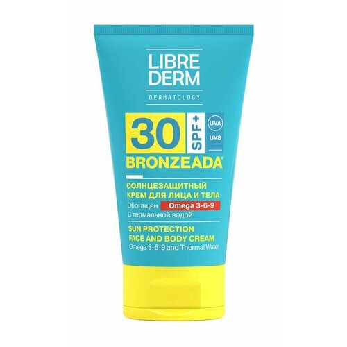 Cолнцезащитный крем для лица и тела с Омега 3-6-9 и термальной водой Bronzeada Sun Protection Face and Body Cream Jmega 3-6-9 and Thermal Water SPF 30 150 мл 3155₽