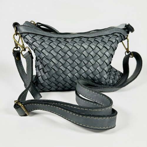 Сумка клатч Vera Pelle, фактура матовая, серо-синий