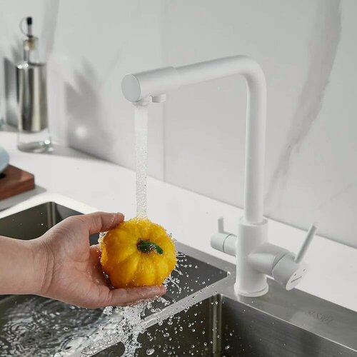 Изображение товара Смеситель для кухни с подключением фильтра Shevanik S328С, белый