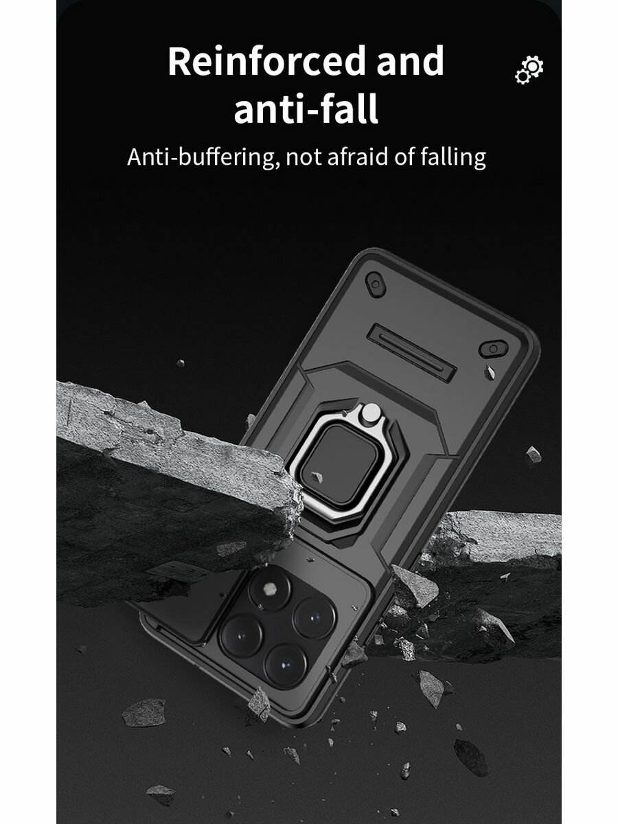 Чехол Окейси, с магнитным кольцом, для Xiaomi POCO X6 Pro, синий — фото 1