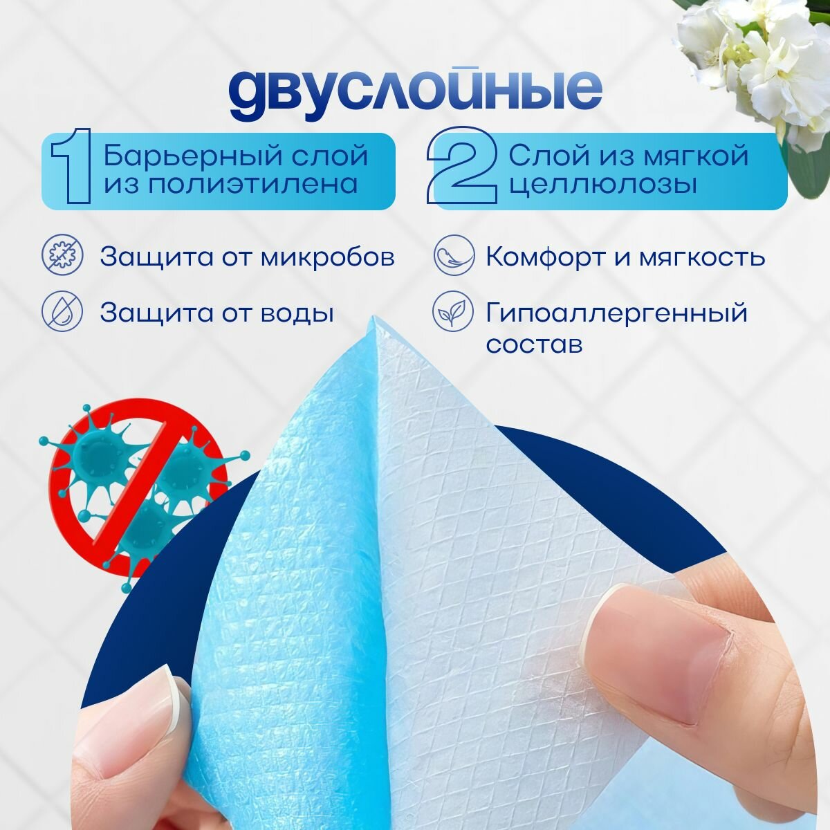 Изображение Накладки на унитаз одноразовые двухслойные, комплект 30 штук.