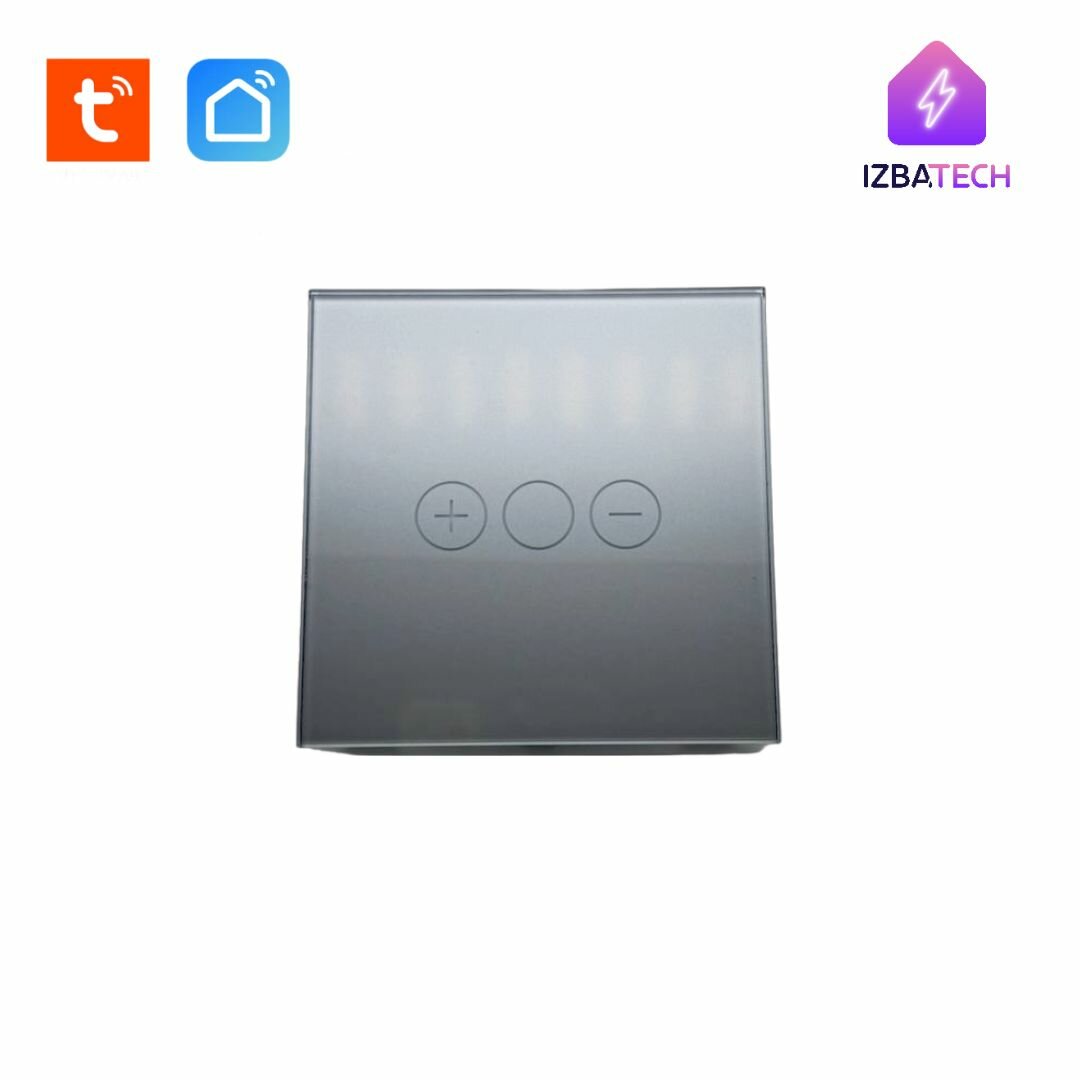 фото Умный сенсорный выключатель диммер c WIFI для Алисы светорегулятор диммирующий серый стеклянный с нулем