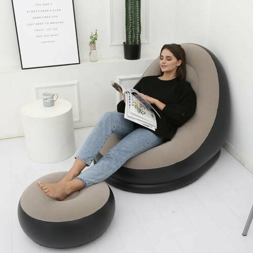 Кресло надувное с пуфиком для отдыха 116х98 см