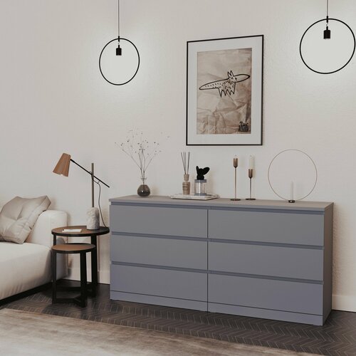 Комод ГУД ЛАКК Варма 6 ящиков 160х78х40 см серый 18399₽
