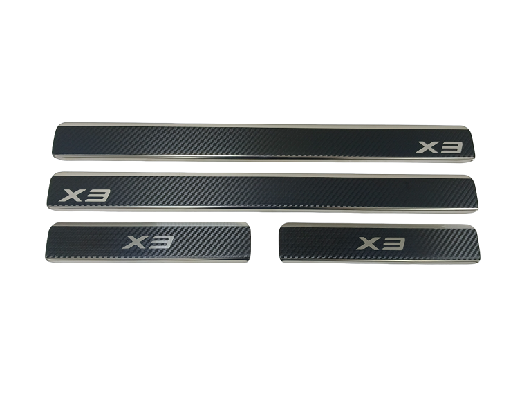 Накладки на пороги из нержавеющей стали + карбон для Kaiyi X3 2023-н. в.