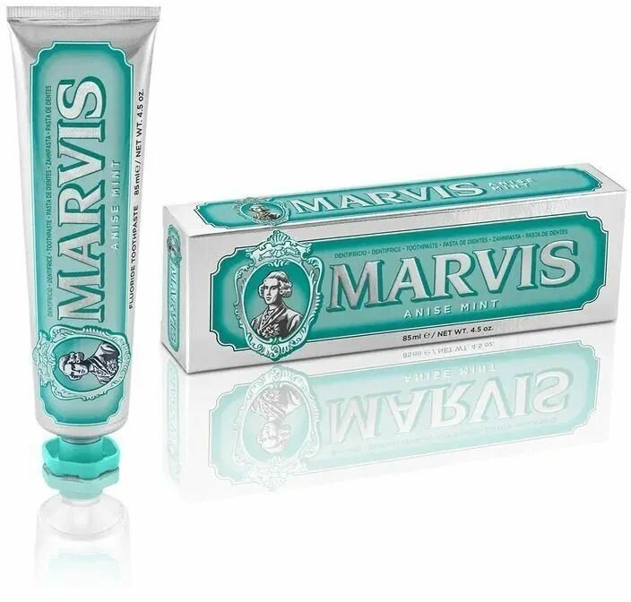 Зубная паста Marvis, "Мята и анис", для десен, отбеливающая, без фтора, 85 мл — фото 1