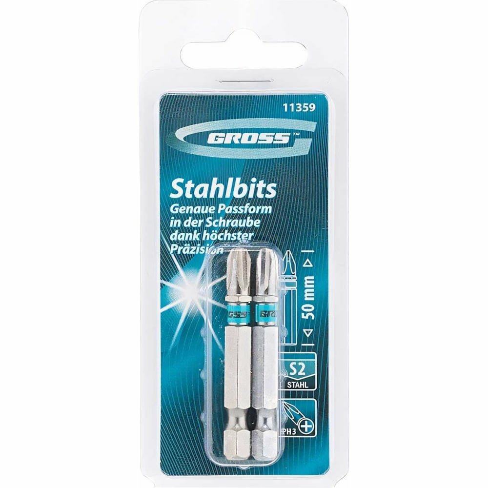 Набор бит (сталь S2; РН 3х50 мм; 2 шт.) GROSS 11359