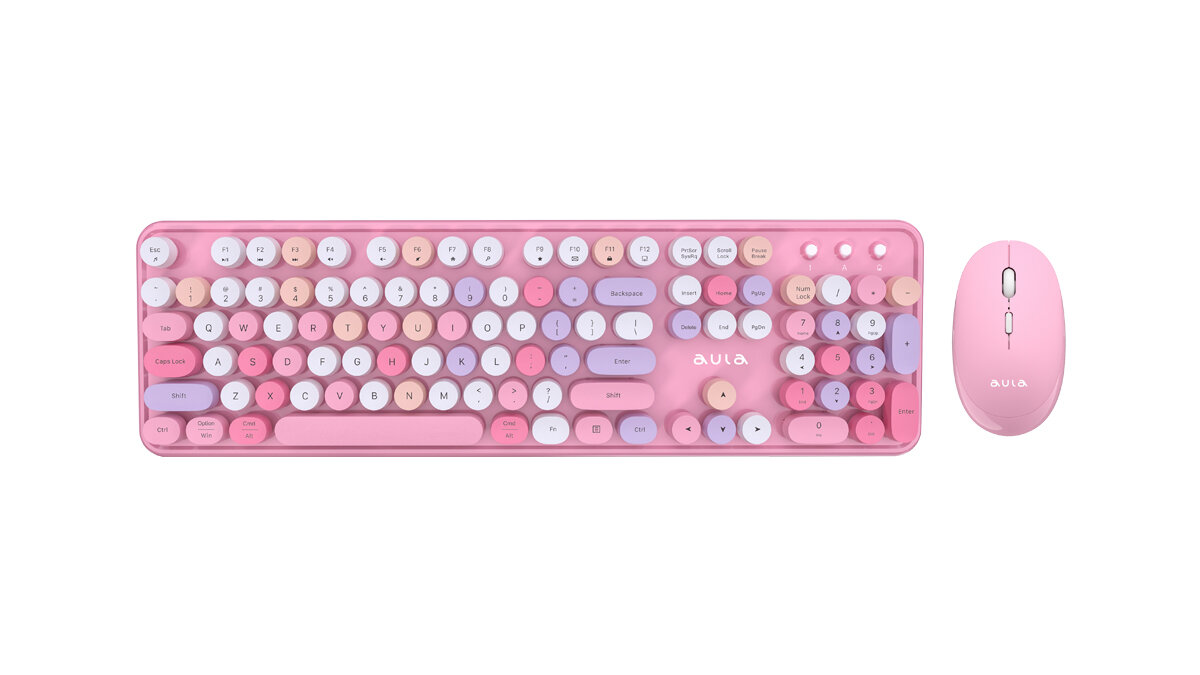 Беспроводный комплект клавиатура + мышь AULA AC306 Pink-Colorful — фото 1