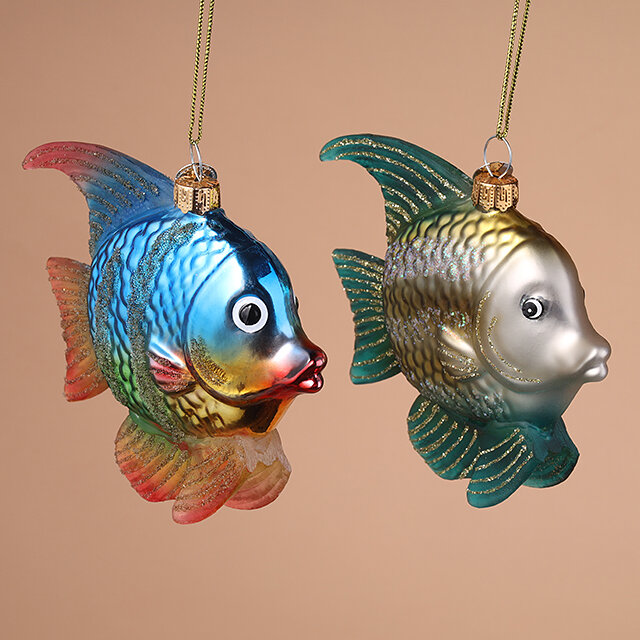 Елочные игрушки Рыбки - Vasto 11 см, 2 шт, стекло, Winter Deco, 4060288