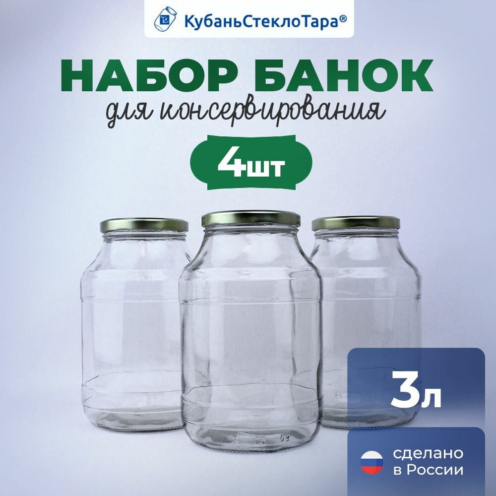 Банки стеклянные твист для консервирования 100мм 3л банки солений для хранения сыпучих для меда