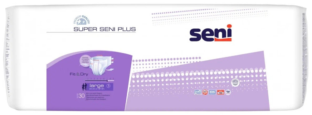 Seni Super Plus Подгузники для взрослых размер L обхват талии 100-150 N30