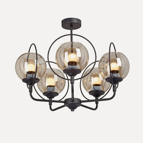 Изображение товара Люстра потолочная Vitaluce V3991-1/5PL, 5 ламп, E27 макс. 40Вт, 15м2, цвет чёрный матовый.