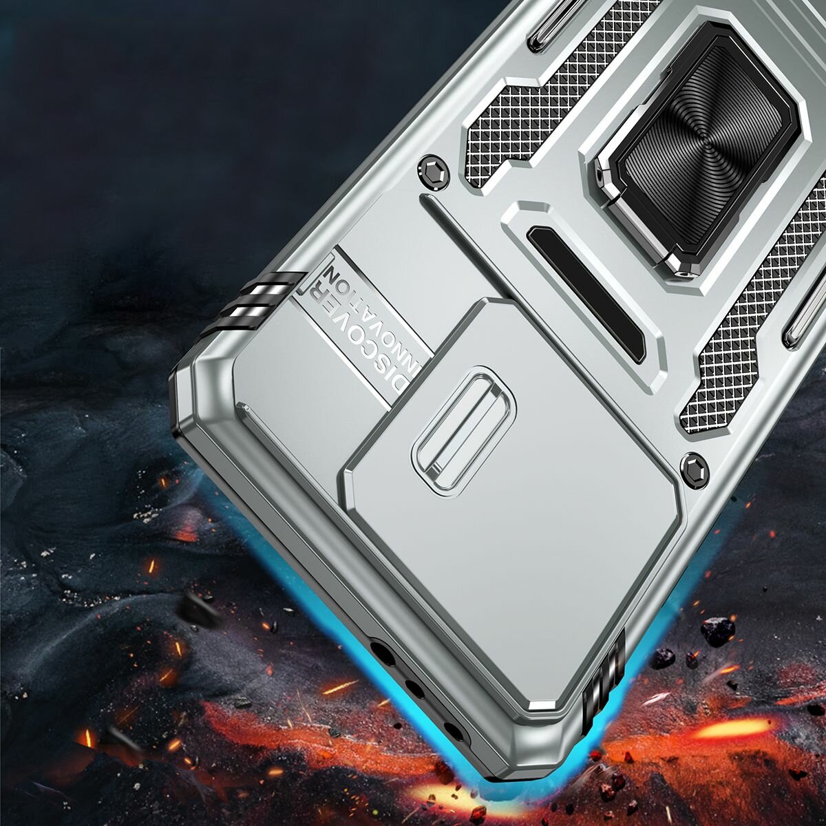 Чехол Safe Case с кольцом и защитой камеры для Xiaomi 14T серый — фото 1
