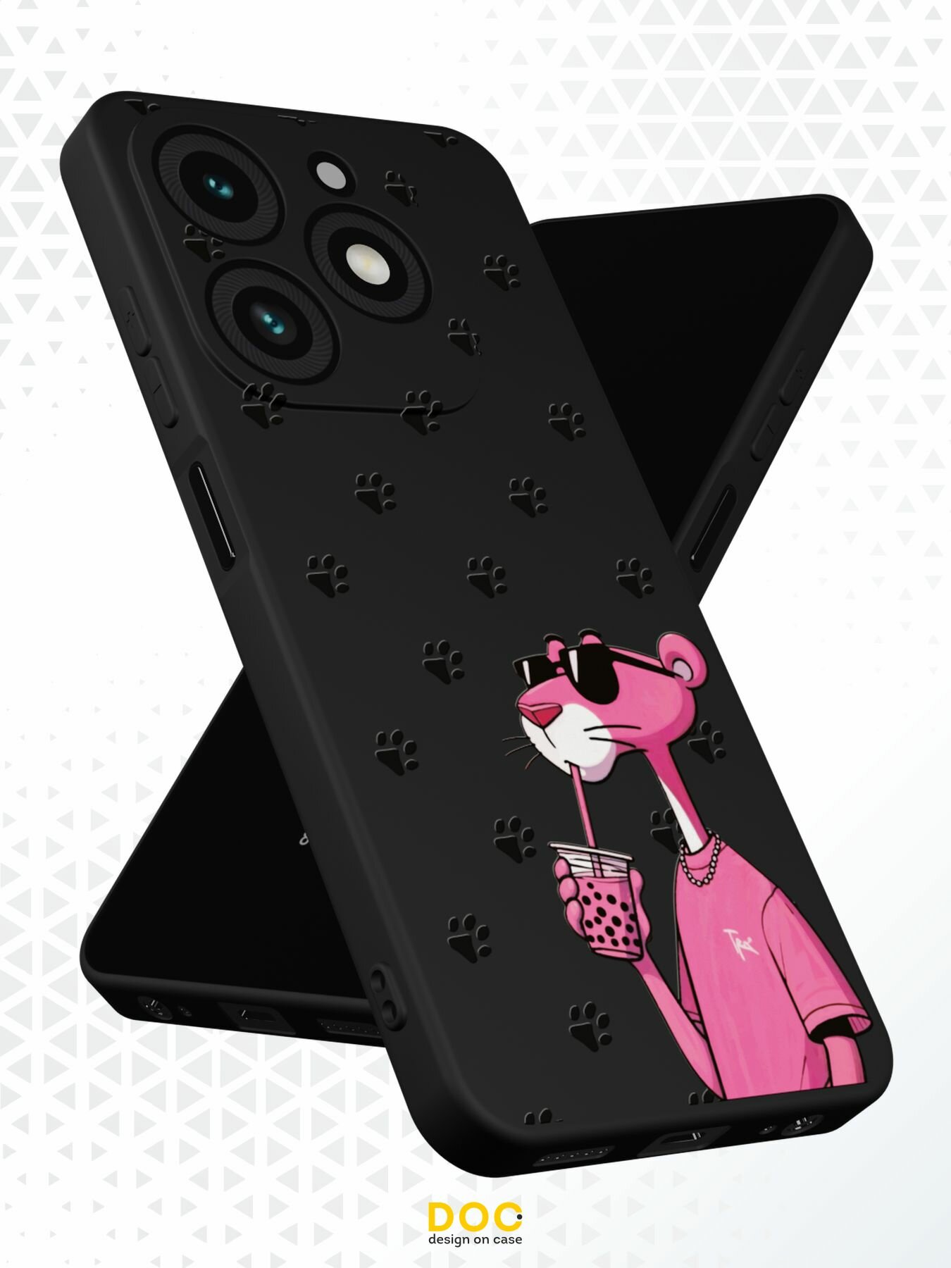 Силиконовый чехол DesignOnCase для Tecno Spark 20 /Spark 20C/Spark Go 2024/Infinix SMART 8/HOT 40i (Техно Спарк 20, Спарк 20ц, Спарк Гоу 2024, Инфиникс Смарт 8 и Инфиникс Хот 40Ай), Розовая пантера — фото 1