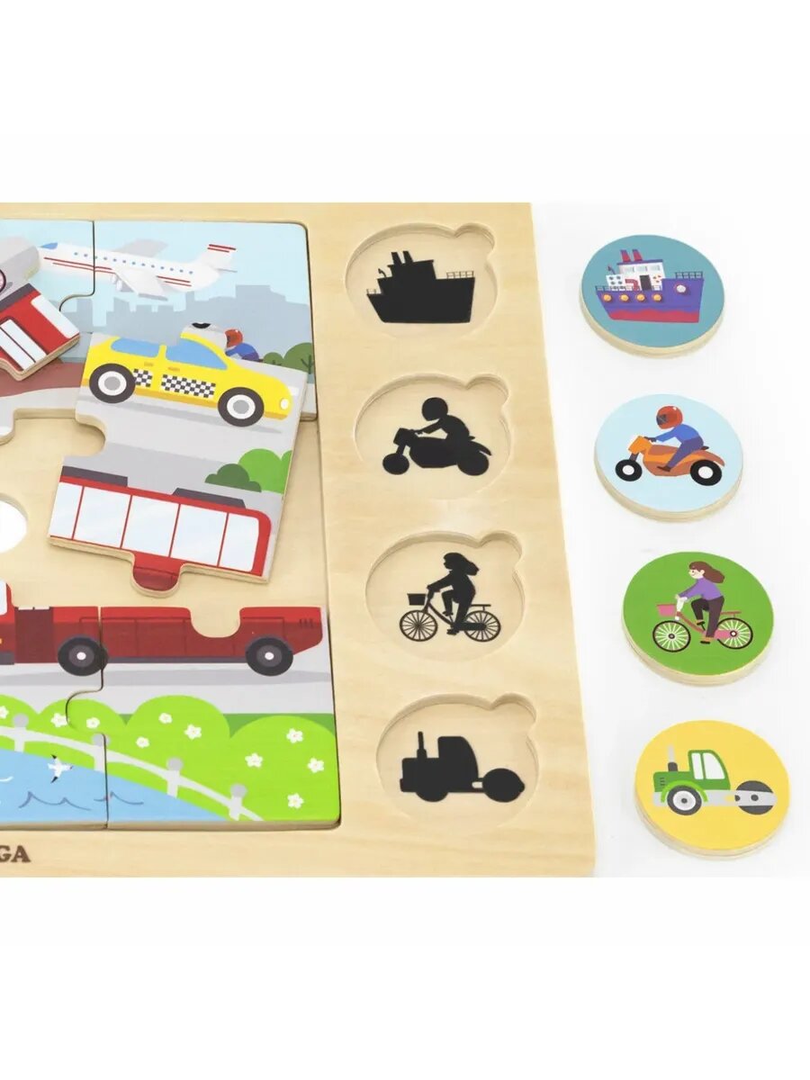 Набор игр 2 в 1 Транспорт Пазлы и фишки 44742 — фото 1