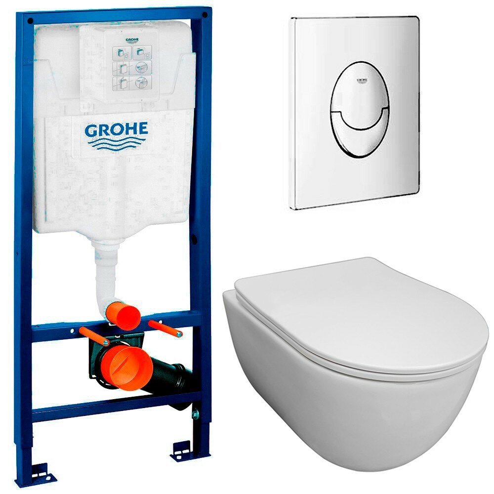 Инсталляция Grohe Rapid SL 38721001 + унитаз Bloomix Diva MD1211R/UF3 безободковый с сиденьем