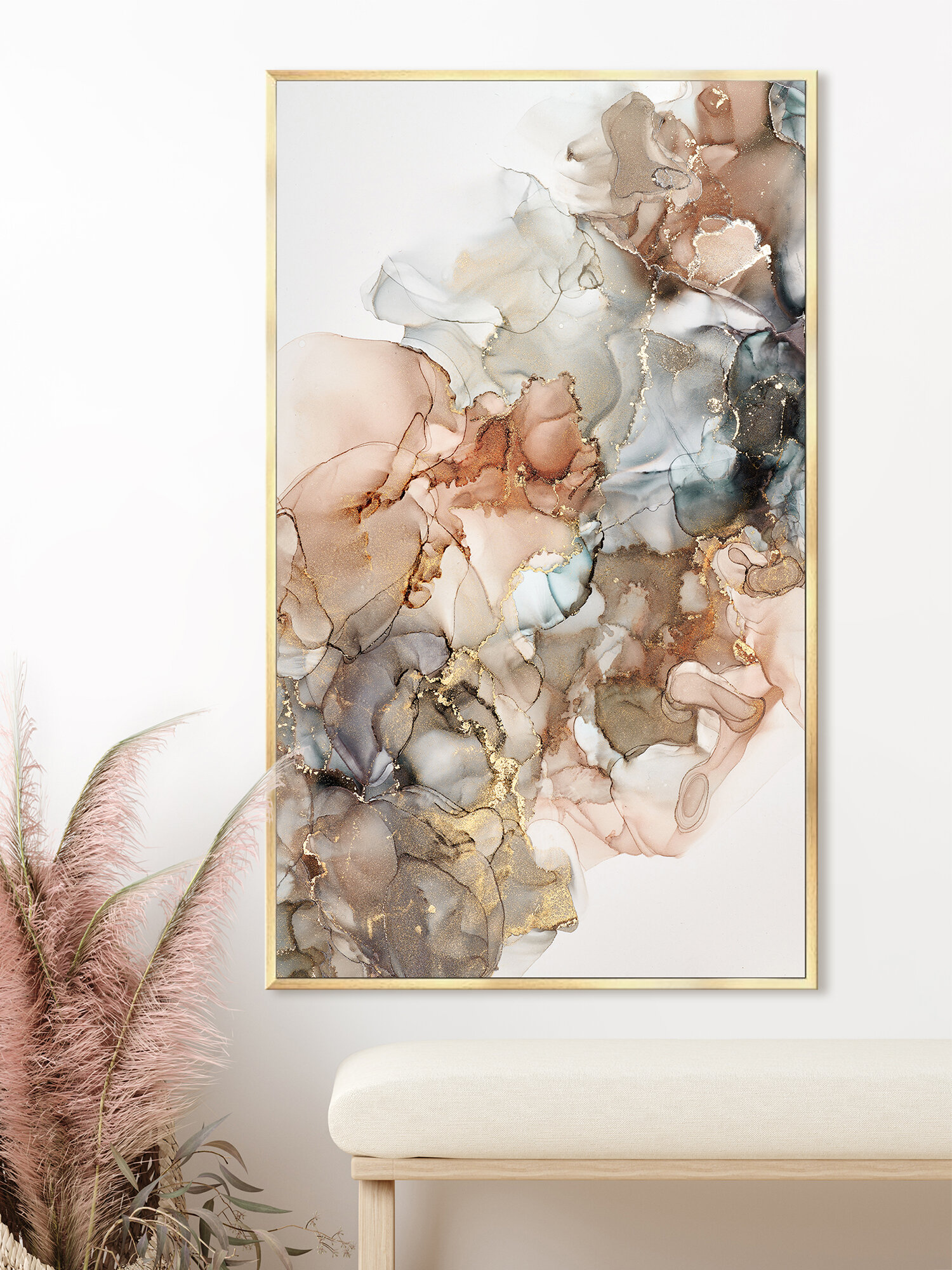 Картина на стену для интерьера в раме "Облако акварели" 63х103 см Графис