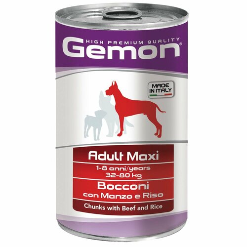 Влажный корм Gemon для взрослых собак крупных пород, 1250 г*4 шт