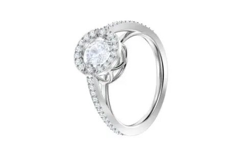 Кольцо помолвочное SWAROVSKI, размер 18.5, серебряный — фото 1