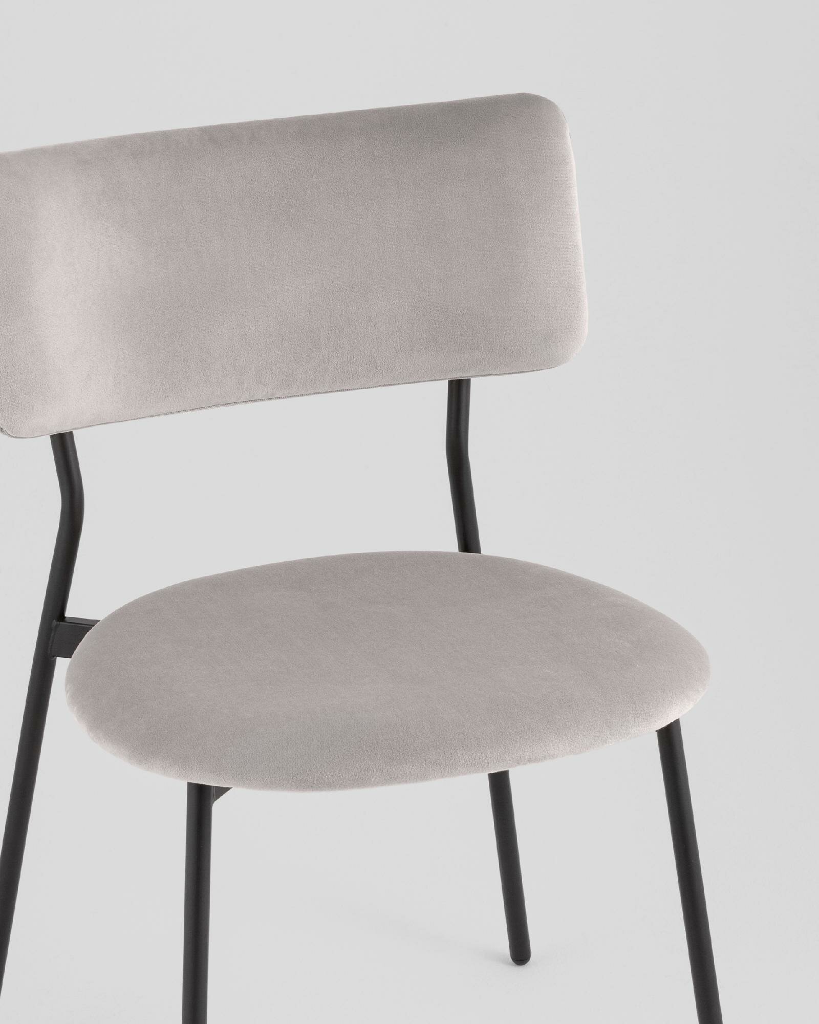 Стул Амелия STOOL GROUP светло-серый, велюр и металл и дерево, мягкое сиденье, без подлокотников — фото 1